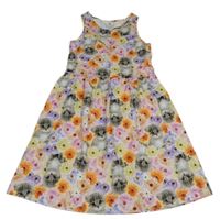 Barevné květované bavlněné šaty s kočičkami H&M