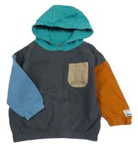 Šedo-barevná mikina s kapsou a kapucí Next 