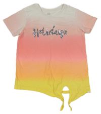 Barevné tónované tričko s nápisem z flitrů Cool Club