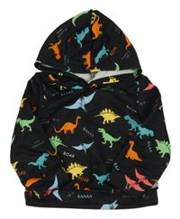 Černá mikina s dinosaury a kapucí Shein