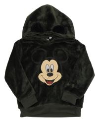 Tmavošedá chlupatá mikina s Mickeym a kapucí Disney