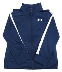 Tmavomodro-bílá propínací funkční sportovní mikina s logem Under Armour
