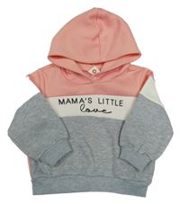 Šedo-růžovo-bílá mikina s nápisem a kapucí Cozy Cub