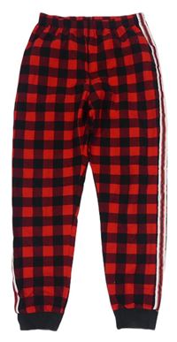 Černo-červené kostkované flanelové domácí kalhoty s pruhy Next