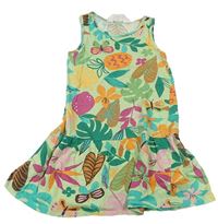 Světlezelené šaty s lístečky a motýlky a ananasy H&M