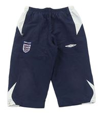 Tmavomodro-bílé capri šusťákové sportovní kalhoty England UMBRO