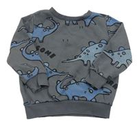 Tmavošedá mikina s dinosaury F&F
