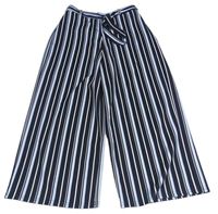 Černo-modrošedo-bílé pruhované culottes kalhoty s páskem New Look