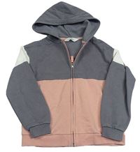 Šedo-pudrovo-bílá propínací mikina s kapucí H&M