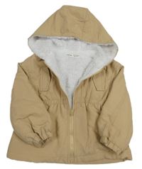 Béžová šusťáková zateplená parka s kapucí SHEIN