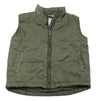 Khaki prošívaná šusťáková zateplená vesta s losem Kiki&Koko
