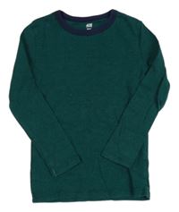 Tmavozeleno/tmavomodré melírované triko H&M