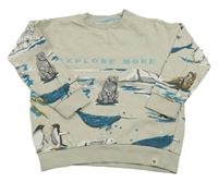 Béžová mikina se zvířátky a nápisem F&F