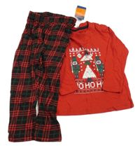 Nové - červeno-kostkované vánoční pyžamo s Louskáčky lupilu