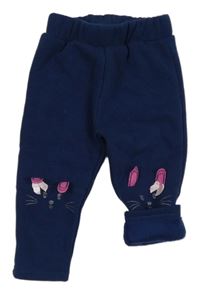 Tmavomodré teplákové zateplené legíny se zajíčky Ergee
