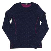 Tmavomodré melírované puntíkaté thermo triko YIGGA