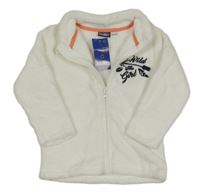 Nové - bílá plyšová bunda s nápisy a šípem lupilu