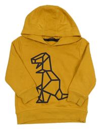 Hořčicová mikina s dinosaurem a kapucí George