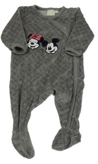 Tmavošedý károvaný sametový overal s Minnie a Mickeyx Disney