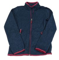 Tmavomodrá melírovaná pletená propínací mikina TCM