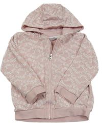 Světlerůžová propínací mikina s logy a kapucí Juicy Couture