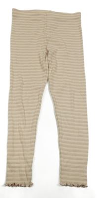 Světlerůžovo/pudrovo-zlaté pruhované žebrované legíny George