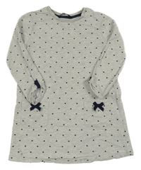 Světlešedé melírované teplákové šaty se srdíčky a mašličkami George