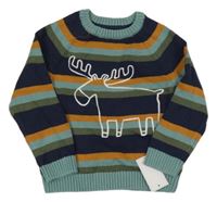Nové - pruhovaný svetr s losem Mothercare
