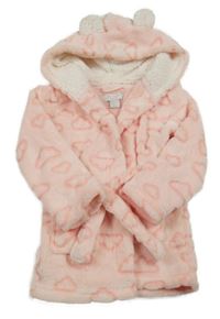 Světlerůžový plyšový župan s obláčky a kapucí s oušky PRIMARK