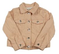 Pudrová tepláková riflová crop bunda s límečkem H&M