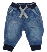 Modré cuff rifle s úpletovým pasem Mothercare