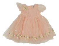 Broskvové tylové šaty s kytičkami so cute