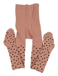 Světlerůžové teplé punčocháče se srdíčky Topolino