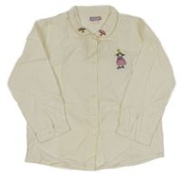 Smetanová manšestrová košilová bunda s čarodějkou a houbičkami