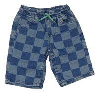 Modro-světlemodré kostkované teplákové riflové kraťasy Kiki&Koko