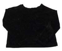 Černá třpytivá sametová crop mikina s kapsou Tu