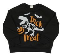 Černá teplá mikina s dinosaurem a nápisy SHEIN