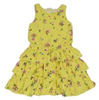 Žluté šaty s kytičkami a volánky H&M