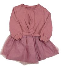 Starorůžové teplákovo/tylové šaty F&F