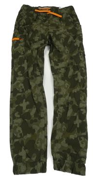 Khaki army cuff šusťákové kalhoty s kapsou 