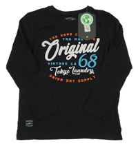 Nové - černé triko s nápisy a číslem Tokyo Laundry 