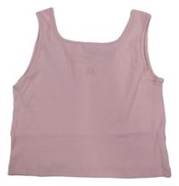 Světlerůžový žebrovaný crop top s logem RIVER ISLAND
