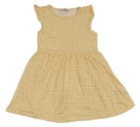 Světleokrovo-bílé kostkované šaty s volánky PRIMARK