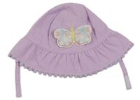 Lila mušelínový klobouk s motýlkem
