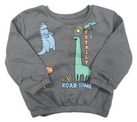 Tmavošedá mikina s dinosaury PRIMARK