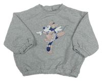 Šedá melírovaná třpytivá oversize mikina s Minnie s flitry Disney