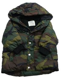 Khaki-béžová army šusťáková zimní bunda s kapucí Zara