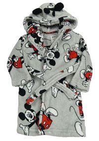 Šedý chlupatý župan s Mickeym a kapucí Primark