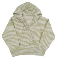 Světlešedo-zelená melírovaná vzorovaná mikina s kapucí H&M