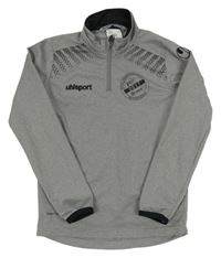 Šedá melírovaná sportovní funkční mikina s potiskem zn. Uhlsport